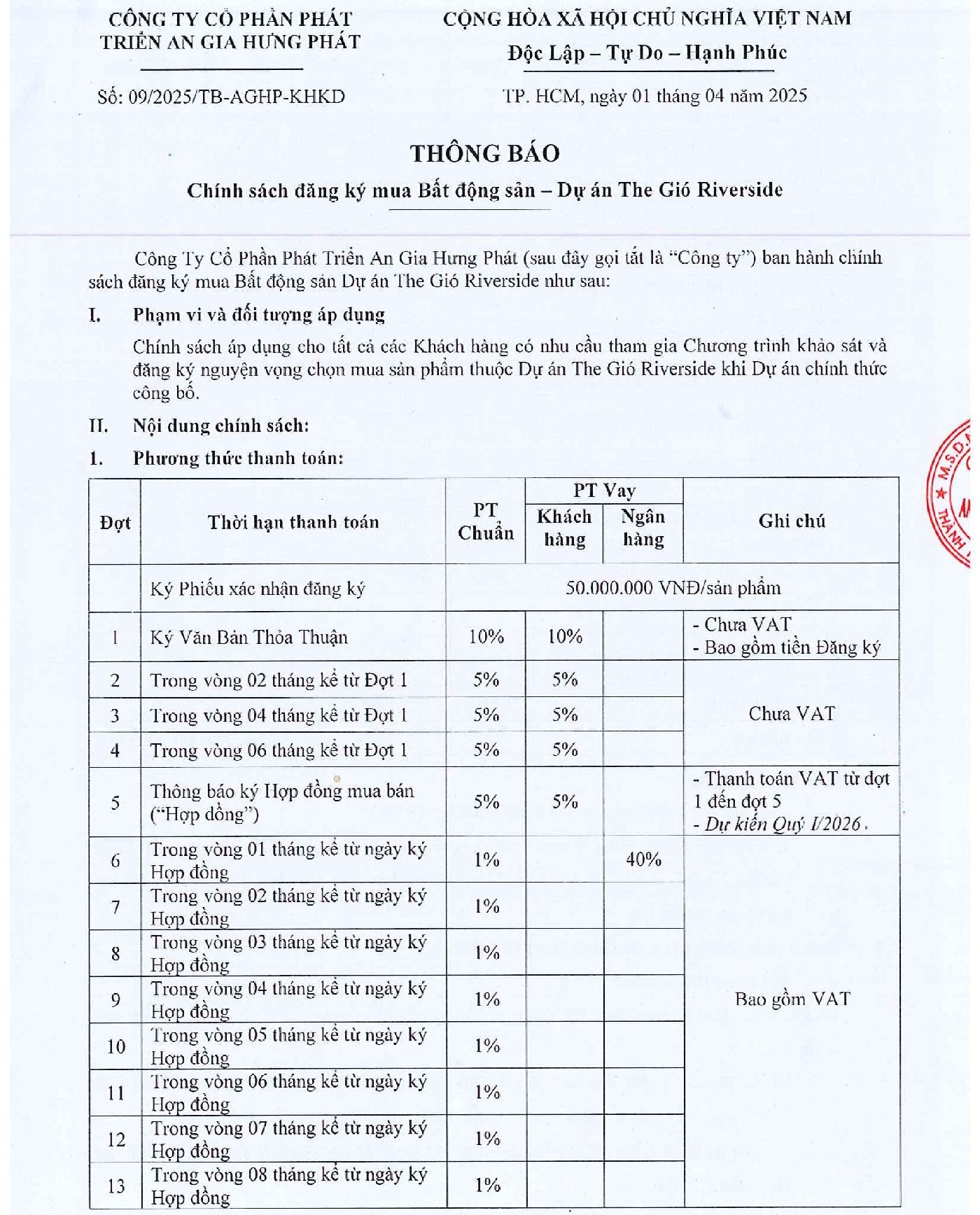Phương Thức Thanh Toán The Gió Riverside