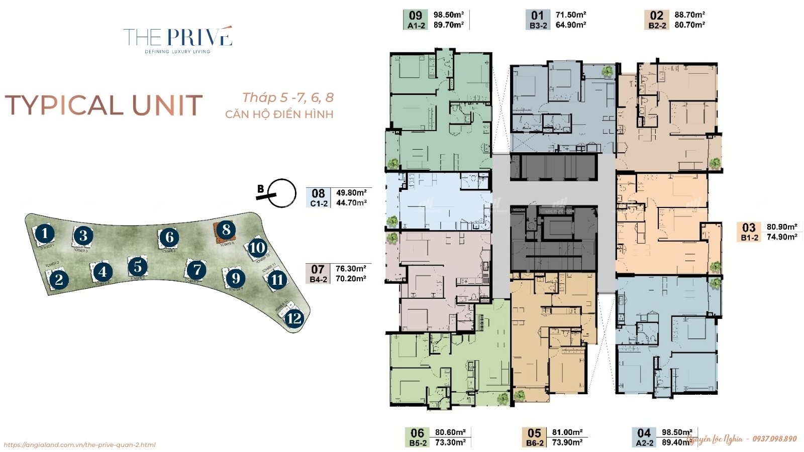 Mặt Bằng Chi Tiết Tầng Điển Hình Tháp 8 Dự Án Căn Hộ The Privé Quận 2 Đất Xanh