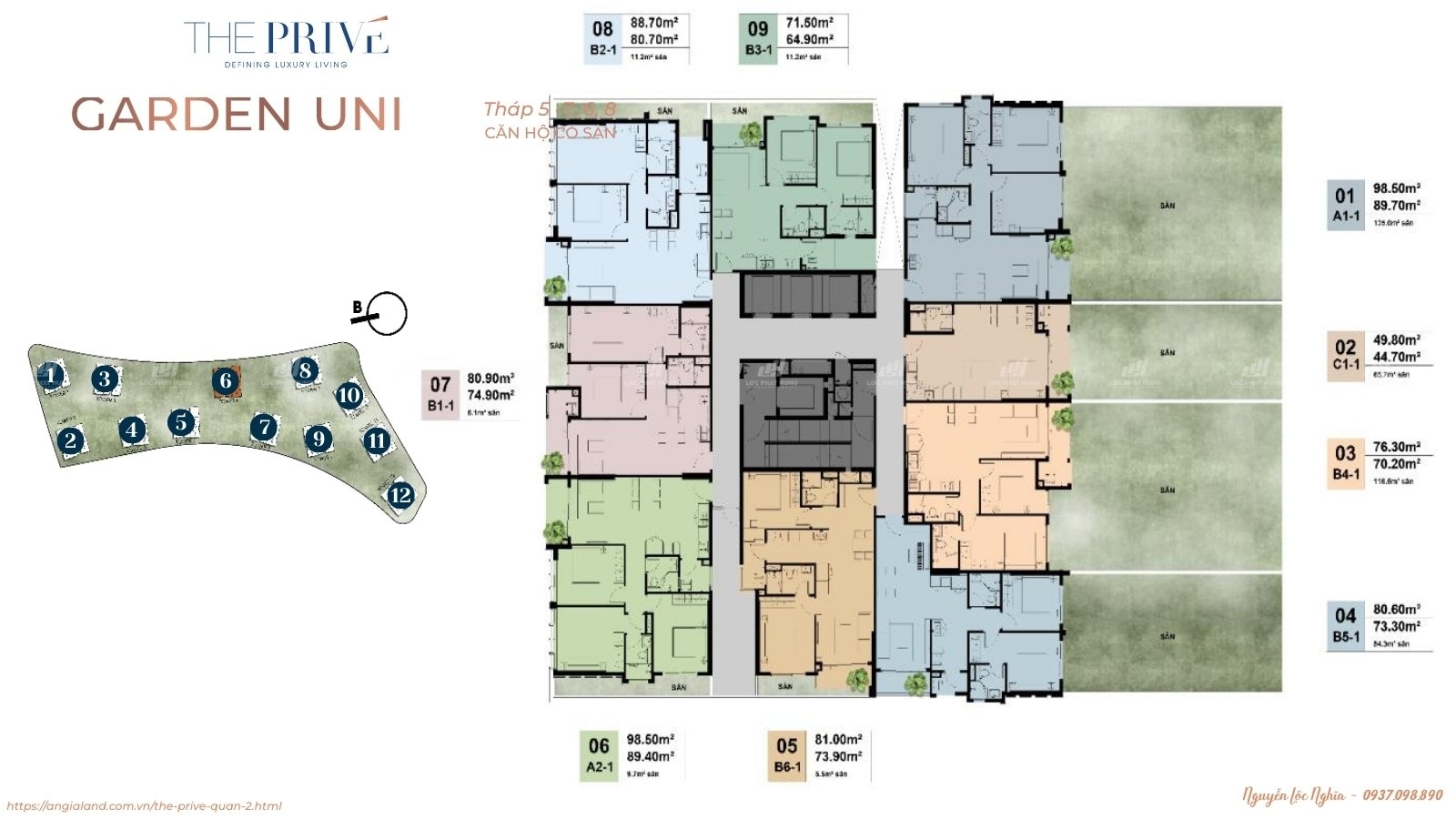 Mặt Bằng Chi Tiết Tầng Garden Unit Tháp 6 Dự Án Căn Hộ The Privé Quận 2 Đất Xanh