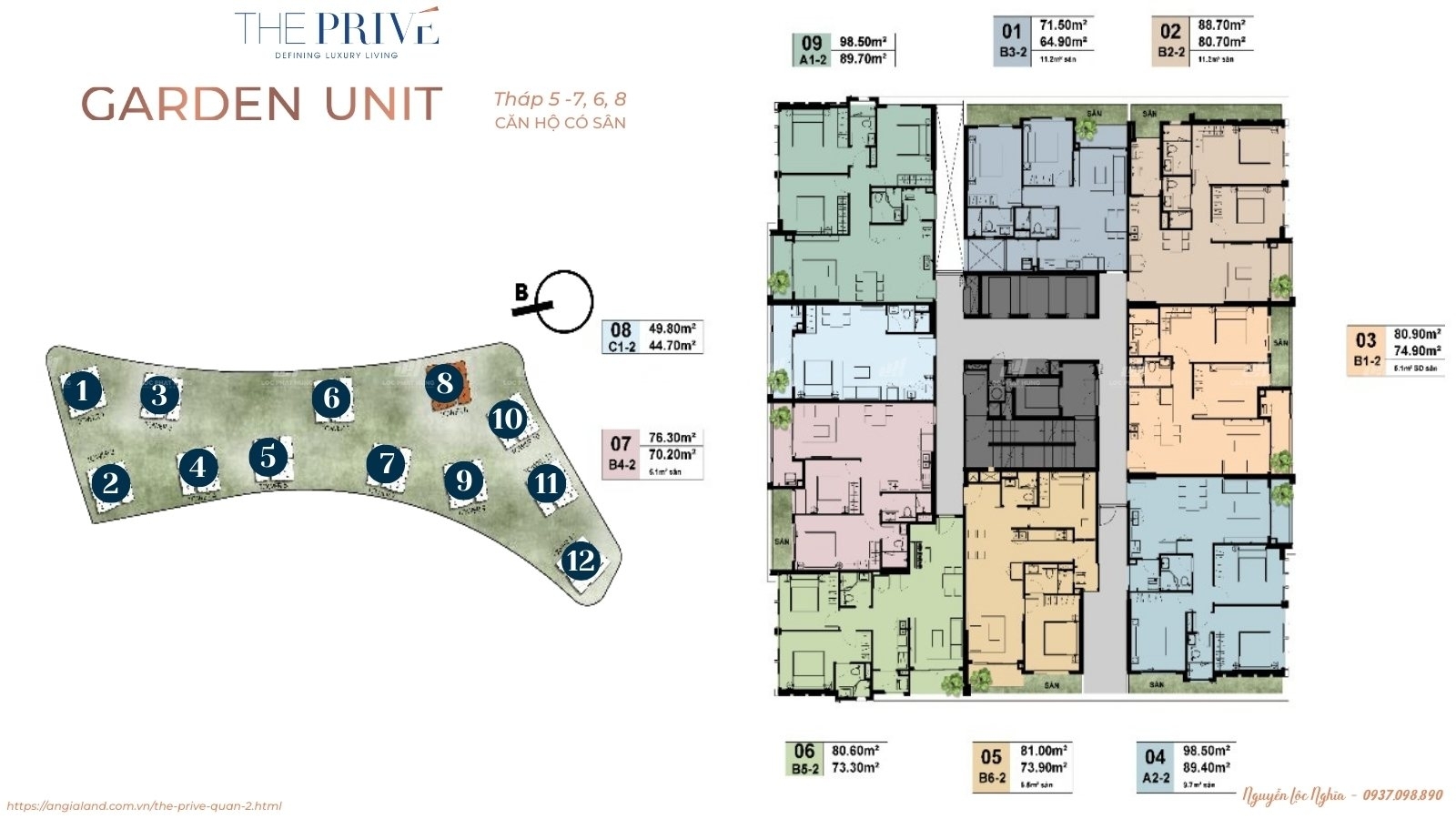 Mặt Bằng Chi Tiết Tầng Garden Unit Tháp 8 Dự Án Căn Hộ The Privé Quận 2 Đất Xanh