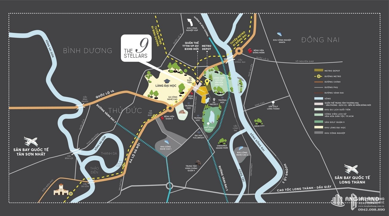 Vị trí địa chỉ dự án căn hộ chung cư The 9 Stellars Quận 9 Đường Hoàng Hữu Nam chủ đầu tư Ngân Thạnh